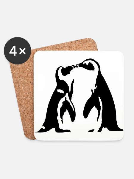 Verliebte Pinguine - Untersetzer (4er-Set) - Weiß