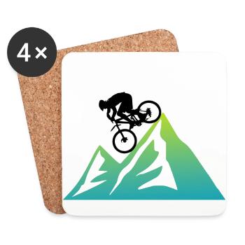 Mountain bike biker MTB - Coasters (set of 4) - white - Front