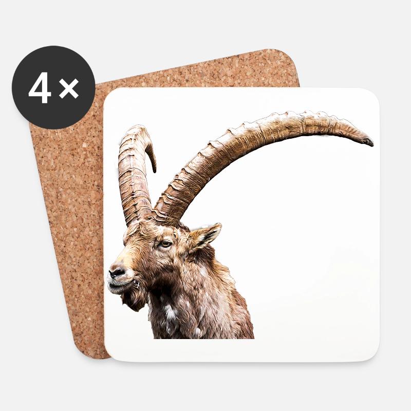 Steinbock - Untersetzer (4er-Set) - Weiß