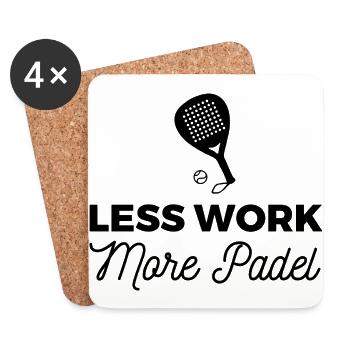 Weniger Arbeit Mehr Padel V1 schwarz - Untersetzer (4er-Set) - Weiß - Vorne