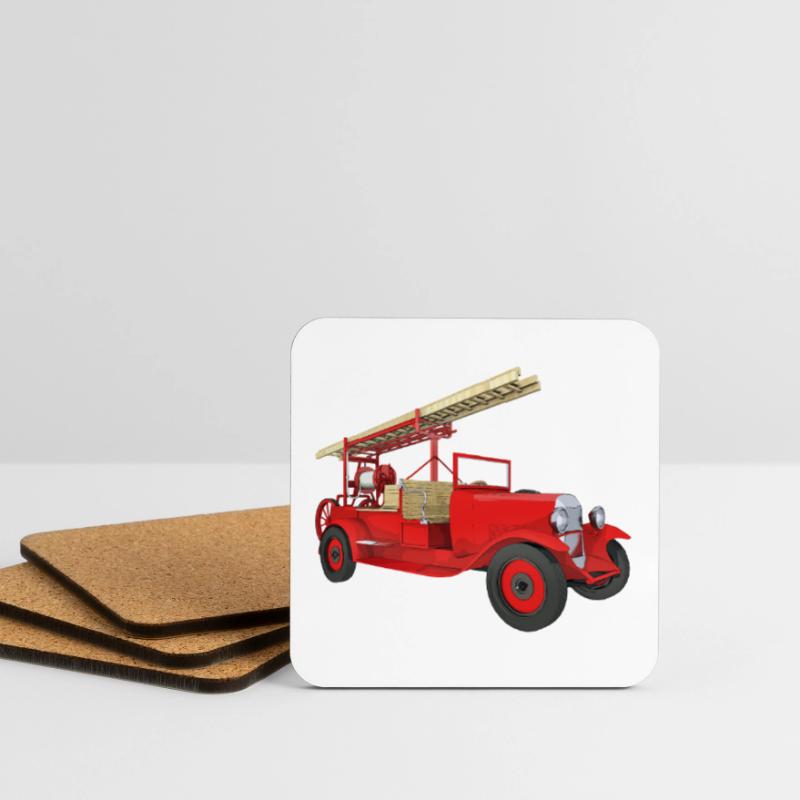 Retro fire engine, fire engine Coasters (set of 4)