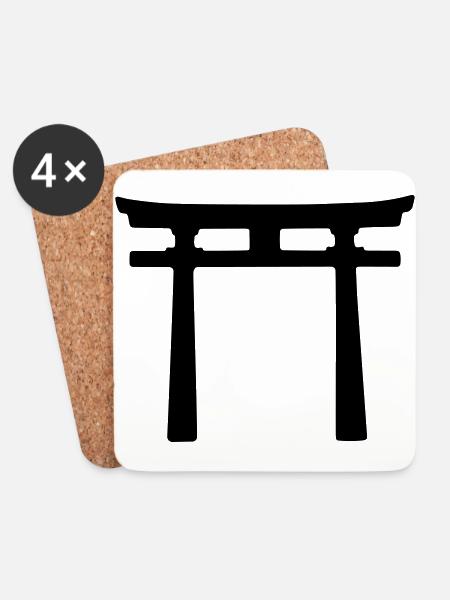 Japanese Torii design - Coasters (set of 4) - white