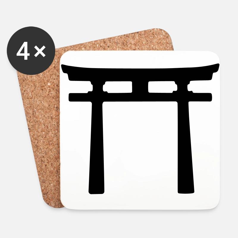 Japanisches Torii Design - Untersetzer (4er-Set) - Weiß