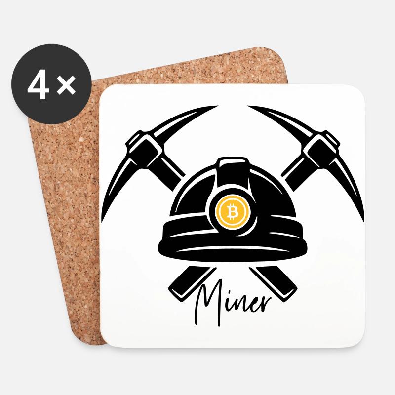 MINER Mining blockchain crypro Bit coins money - Coasters (set of 4) - white