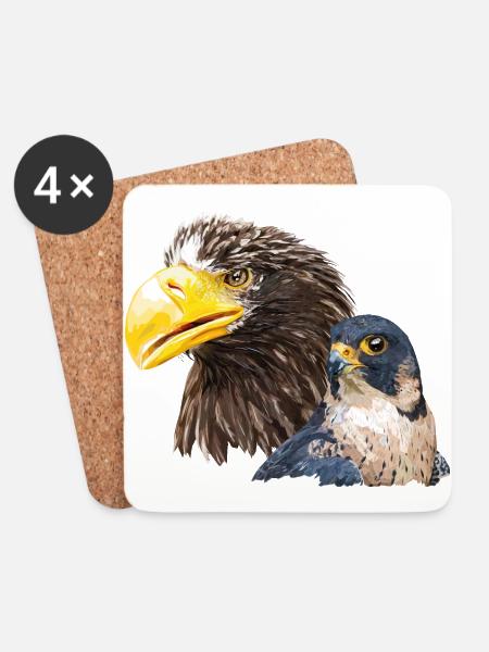 Giant pigargo and peregrine falcon - Coasters (set of 4) - white