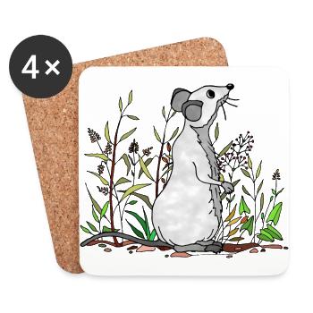 Souris - Dessous de verre (lot de 4) - blanc - Devant