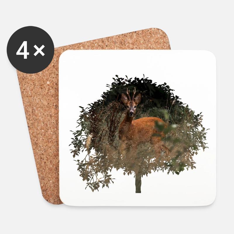 wunderschöner Rehbock im Wald - Untersetzer (4er-Set) - Weiß
