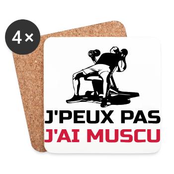 Je peux pas j'ai muscu - Musculation - Dessous de verre (lot de 4) - blanc - Devant