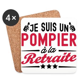 je suis un pompier à la retraite - Dessous de verre (lot de 4) - blanc - Devant