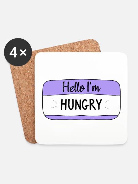 Hallo, ich bin hungrig, lustiges T-Shirt - Untersetzer (4er-Set) - Weiß