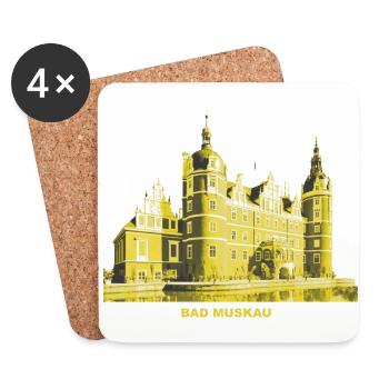 Château de Pückler de la Haute-Lusace de Bad Muskau - Dessous de verre (lot de 4) - blanc - Devant