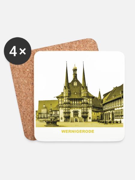 Wernigerode Rathaus Harz Fachwerk bunte Stadt - Untersetzer (4er-Set) - Weiß