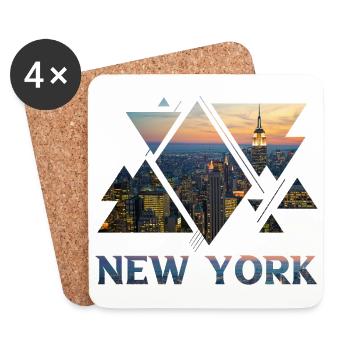New York City USA America Skyline - Coasters (set of 4) - white - Front