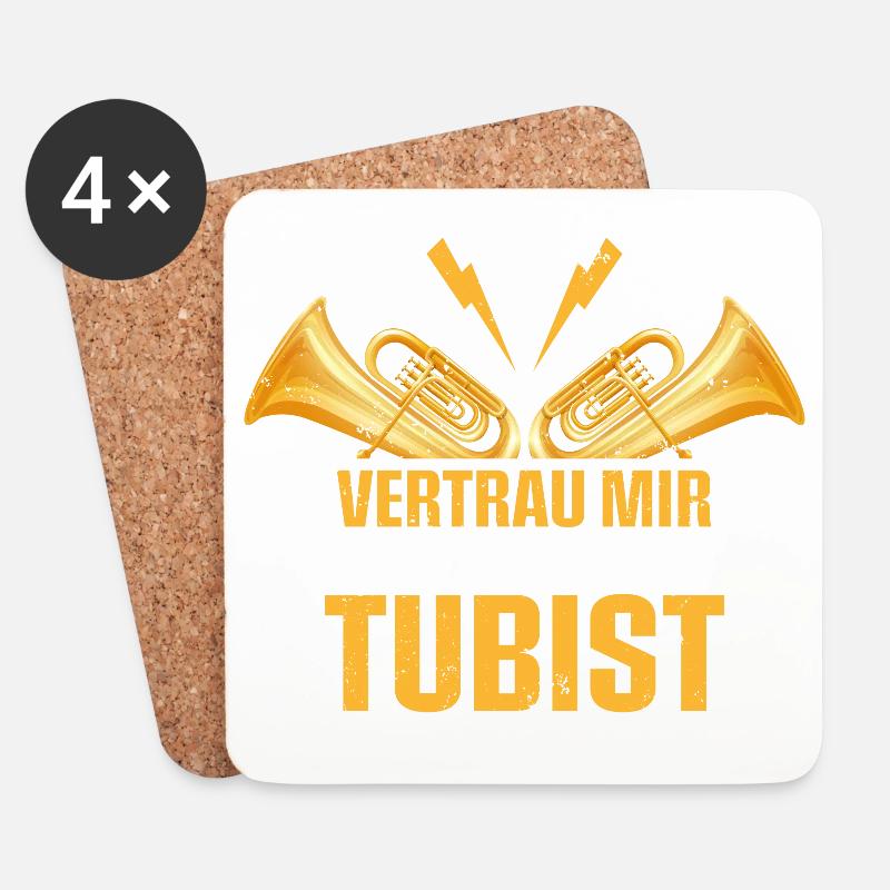Vertrau mir, ich bin der Tubist, Tuba Geschenk - Untersetzer (4er-Set) - Weiß