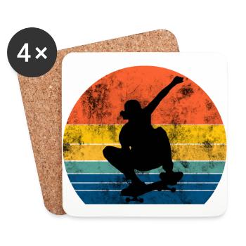 Vintage Skateboard - Coasters (set of 4) - white - Front