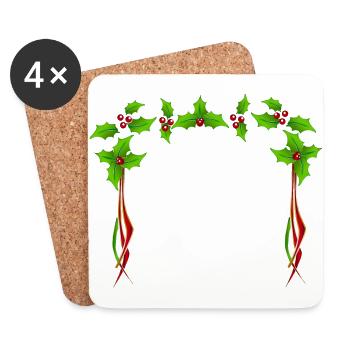 Christmas Holly Rahmen - Untersetzer (4er-Set) - Weiß - Vorne