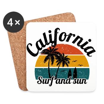 tropical california palm trees - Coasters (set of 4) - white - Front