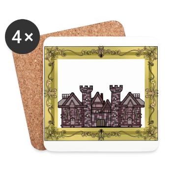 Middle Ages, Castle, Castle, Fortress, Knight, King, KIng - Coasters (set of 4) - white - Front