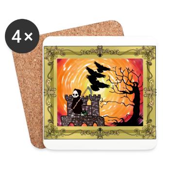 Horror Middle Ages Castle Fortress Grim Reaper Death - Coasters (set of 4) - white - Front