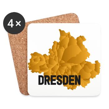 Dresden - Karte - Umriss - Sachsen - Untersetzer (4er-Set) - Weiß - Vorne