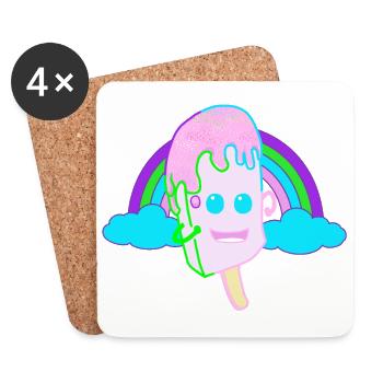 Happy Regenbogen Eis Eiskrem Kinder Fantasy - Untersetzer (4er-Set) - Weiß - Vorne