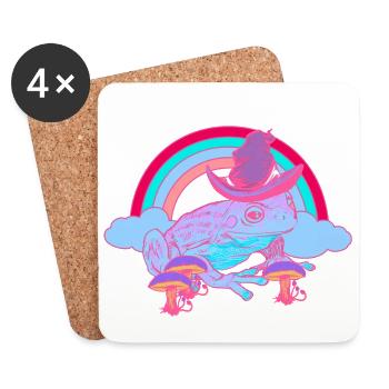 Magic Rainbow Toad Frog Wizard Frogs - Coasters (set of 4) - white - Front
