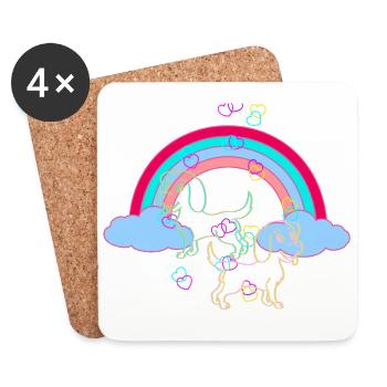 Heavenly Dream Fantasy Rainbow Dogs Colorful - Coasters (set of 4) - white - Front