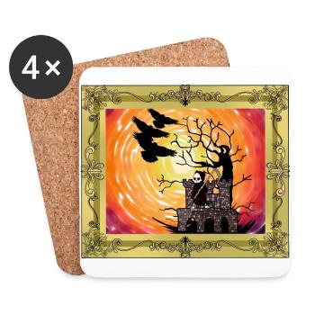 Middle Ages Castle Witching Hour Halloween Horror - Coasters (set of 4) - white - Front