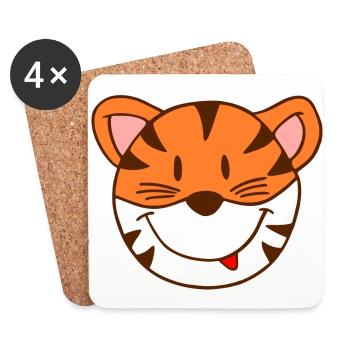 Tigre - Dessous de verre (lot de 4) - blanc - Devant