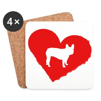 Frenchie, Bully, Français Bulldog, Cadeau - Dessous de verre (lot de 4) - blanc - Devant