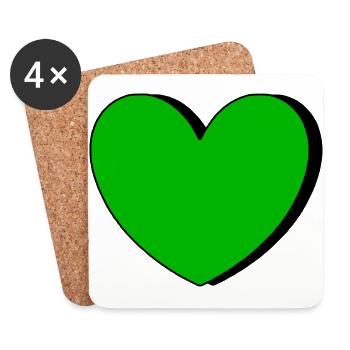 green heart green hearts couples st patrick's day - Coasters (set of 4) - white - Front