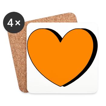 orange heart orange valentine's day - Coasters (set of 4) - white - Front