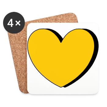 yellow heart yellow - Coasters (set of 4) - white - Front