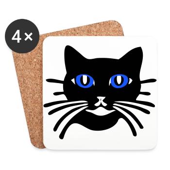 Cat cartoon (Colors customizable) - Coasters (set of 4) - white - Front