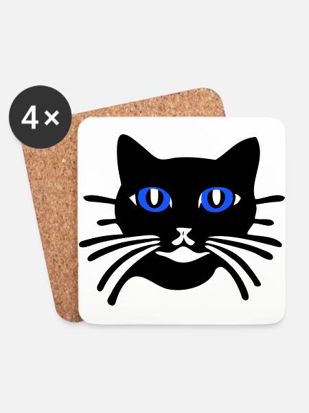 Katze cartoon (Farben personalisierbar) - Untersetzer (4er-Set) - Weiß