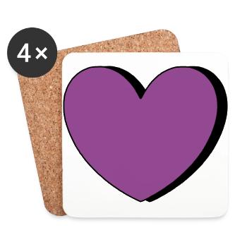 Heart Violet Black Valentine's Day - Coasters (set of 4) - white - Front