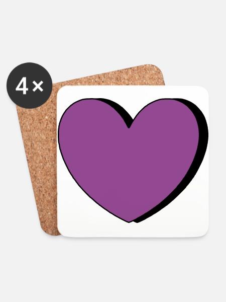 Herz violett schwarz Valentinstag - Untersetzer (4er-Set) - Weiß