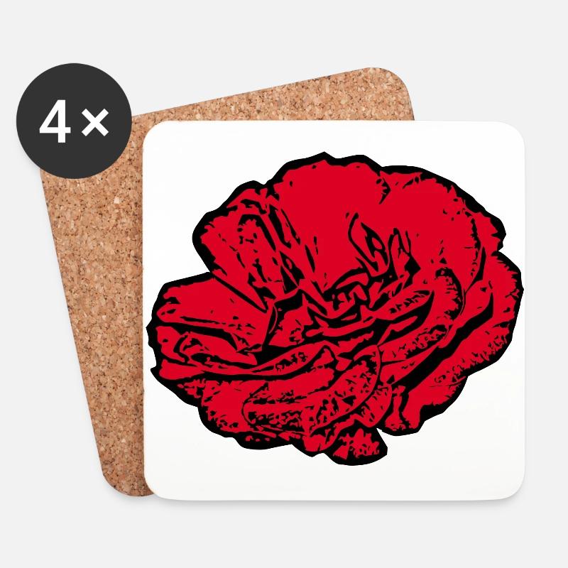 Blume rot rote Blüte Geschenk Muttertag - Untersetzer (4er-Set) - Weiß