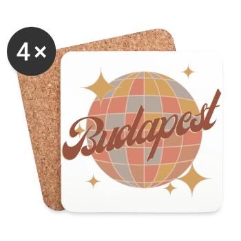 Budapest Retro Vintage Design Diskokugel - Untersetzer (4er-Set) - Weiß - Vorne