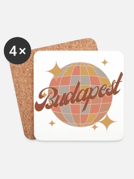 Budapest Retro Vintage Design Disco Ball - Coasters (set of 4) - white