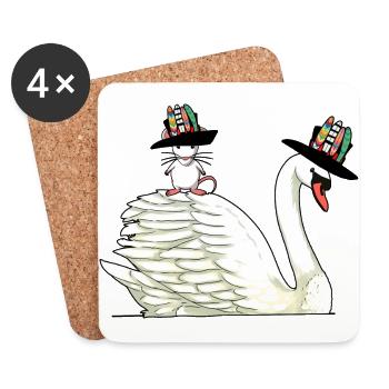 Schwan Maus Nager Vogel Hippie Freunde Tiere Kind - Untersetzer (4er-Set) - Weiß - Vorne