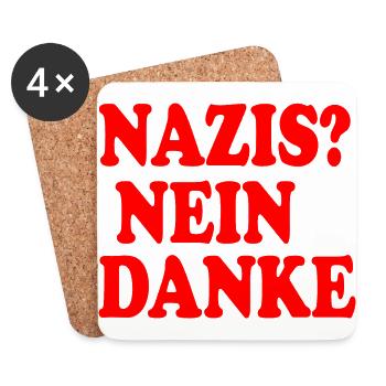 Nazis nein danke - Untersetzer (4er-Set) - Weiß - Vorne