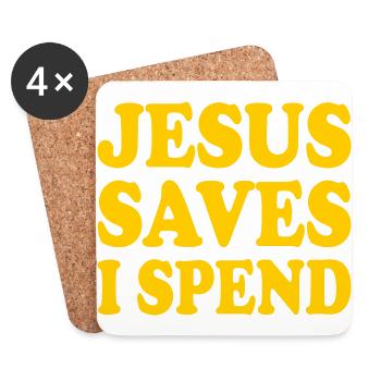 jesus saves i spend - Untersetzer (4er-Set) - Weiß - Vorne