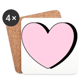 Herz rosa Geschenk Valentinstag - Untersetzer (4er-Set) - Weiß - Vorne
