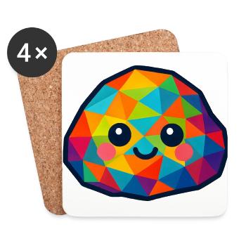 WPAP Polygon Kawaii Stil Baby Felsen - Untersetzer (4er-Set) - Weiß - Vorne