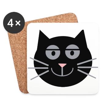 Katze (Schlafzimmerblick) - Untersetzer (4er-Set) - Weiß - Vorne