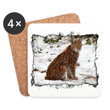 Wilderness cat lynx in the snow - Coasters (set of 4) - white - Front