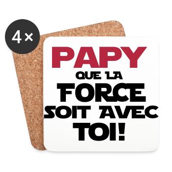 papy (que la force soit avec toi) - Dessous de verre (lot de 4) - blanc - Devant