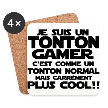 je suis un tonton gamer - Dessous de verre (lot de 4) - blanc - Devant
