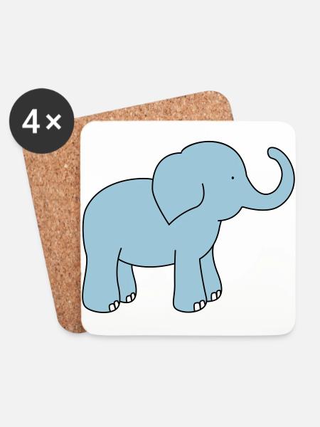 Elefant - Untersetzer (4er-Set) - Weiß